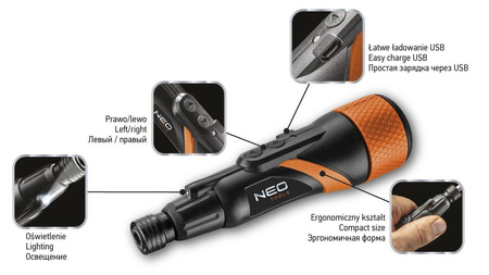 Wkrętak akumulatorowy micro-USB 3,6V Li-Ion