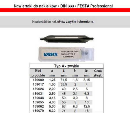 NAWIERTAK DIN-333 TYP A 6,3mm HSS