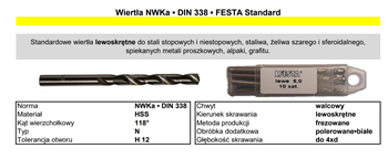 Wiertło NWKa 3,0mm HSS LEWOSKRĘTNE