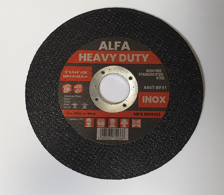 Tarcza 125x1,0x22,2 ALFA HEAVY DUTY INOX czerwona