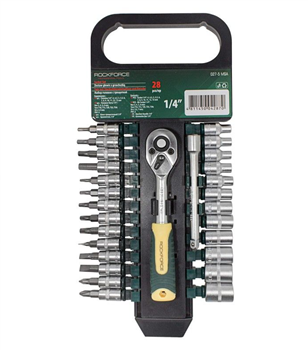 Zestaw nasadek i bitów z grzechotką 28szt. 1/4"