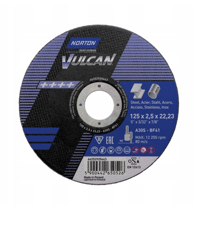 TARCZA 125X2,5X22,2mm VULCAN płaska