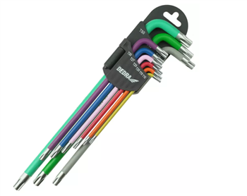 Klucze torx extra długie kolor T10-T50 zestaw 9szt