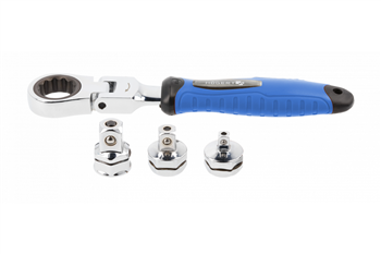 Klucz z grzech. i przegub. z wymienn. adapt. 5szt